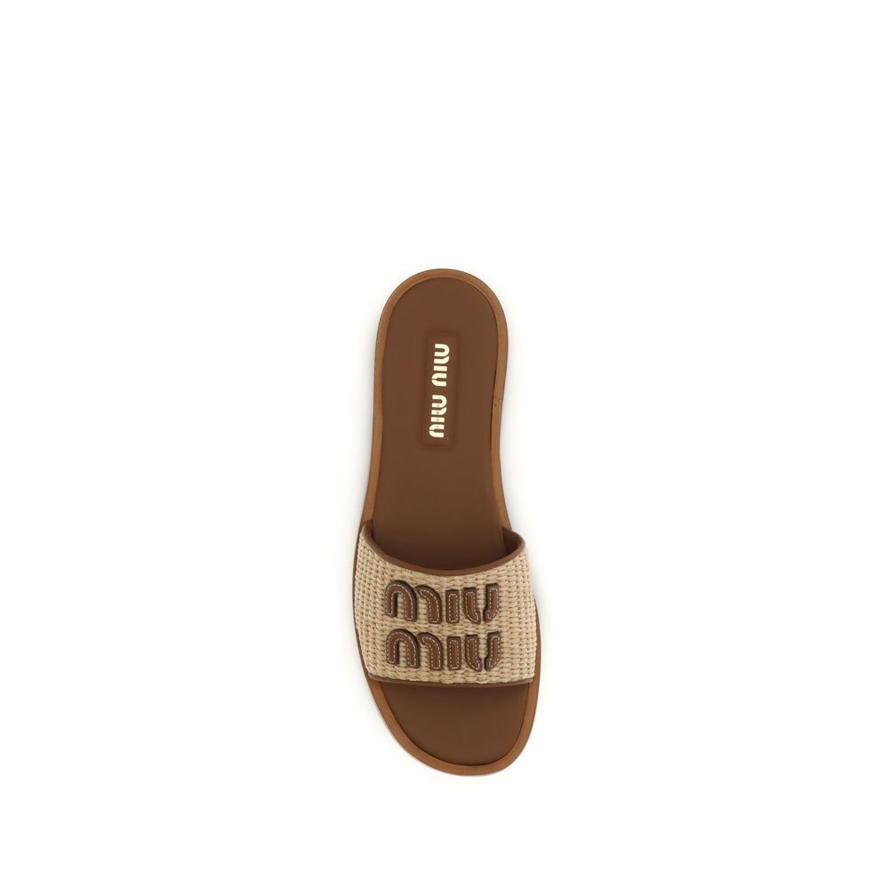 Miu Miu Beige Nylon Slippers | Regal Royce