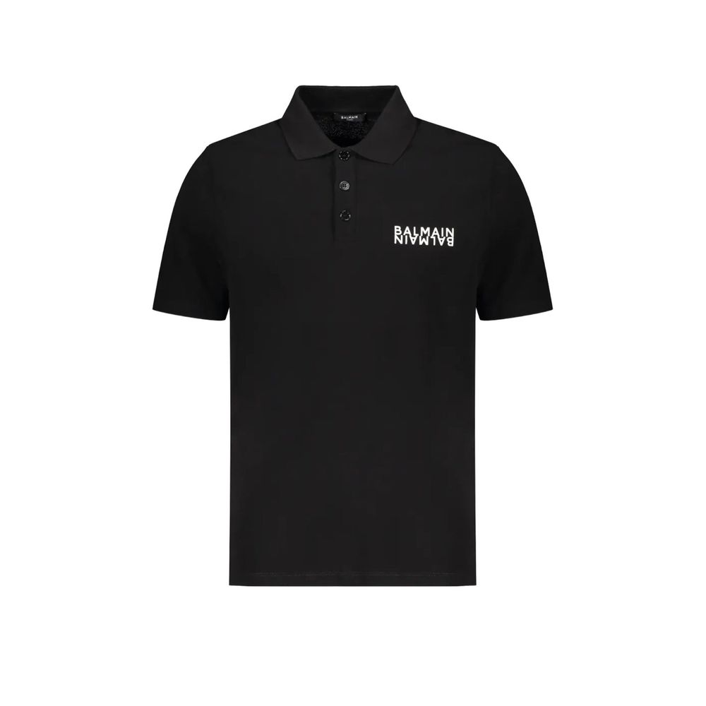 Balmain Black Cotton Polo Shirt | Regal Royce