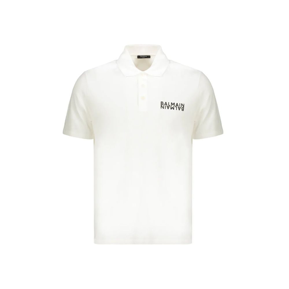Balmain White Cotton Polo Shirt | Regal Royce
