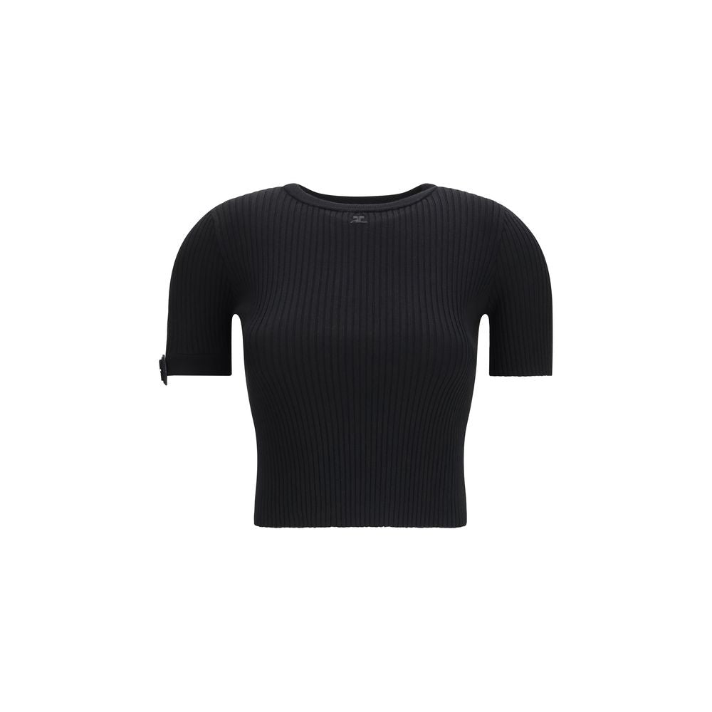 Courrèges Black Viscose T-Shirt | Regal Royce