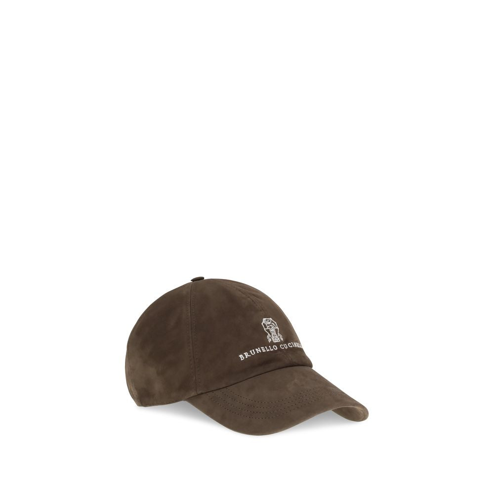 Brunello Cucinelli Brown Calf Leather Bos Taurus Cap (Baseball Hat) | Regal Royce