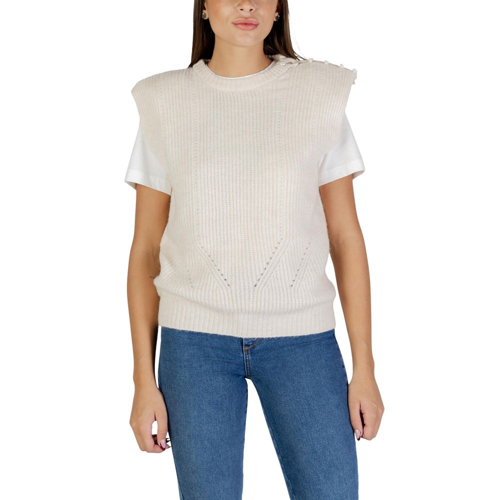 ICHI Cream Polyester Sleeveles Sweater | Regal Royce
