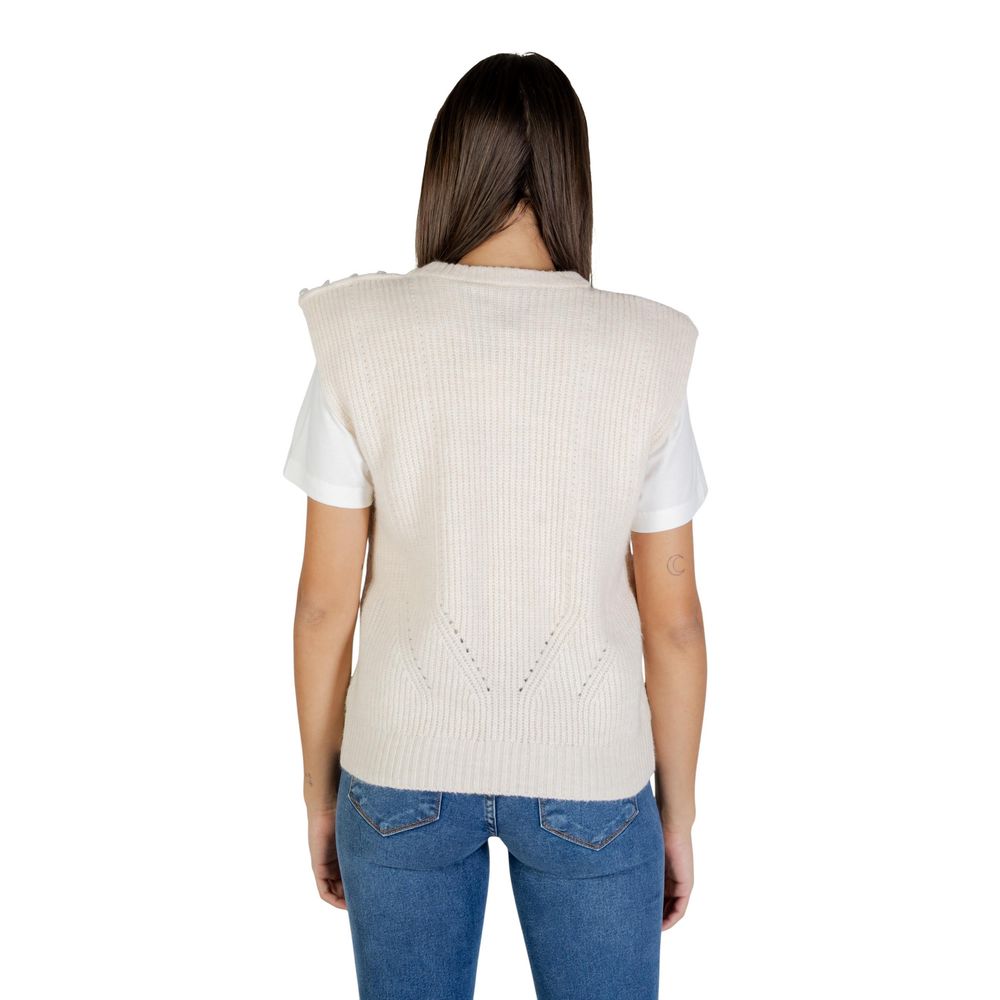 ICHI Cream Polyester Sleeveles Sweater | Regal Royce
