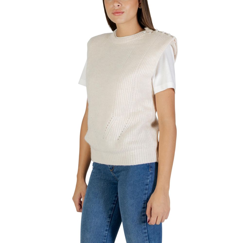ICHI Cream Polyester Sleeveles Sweater | Regal Royce