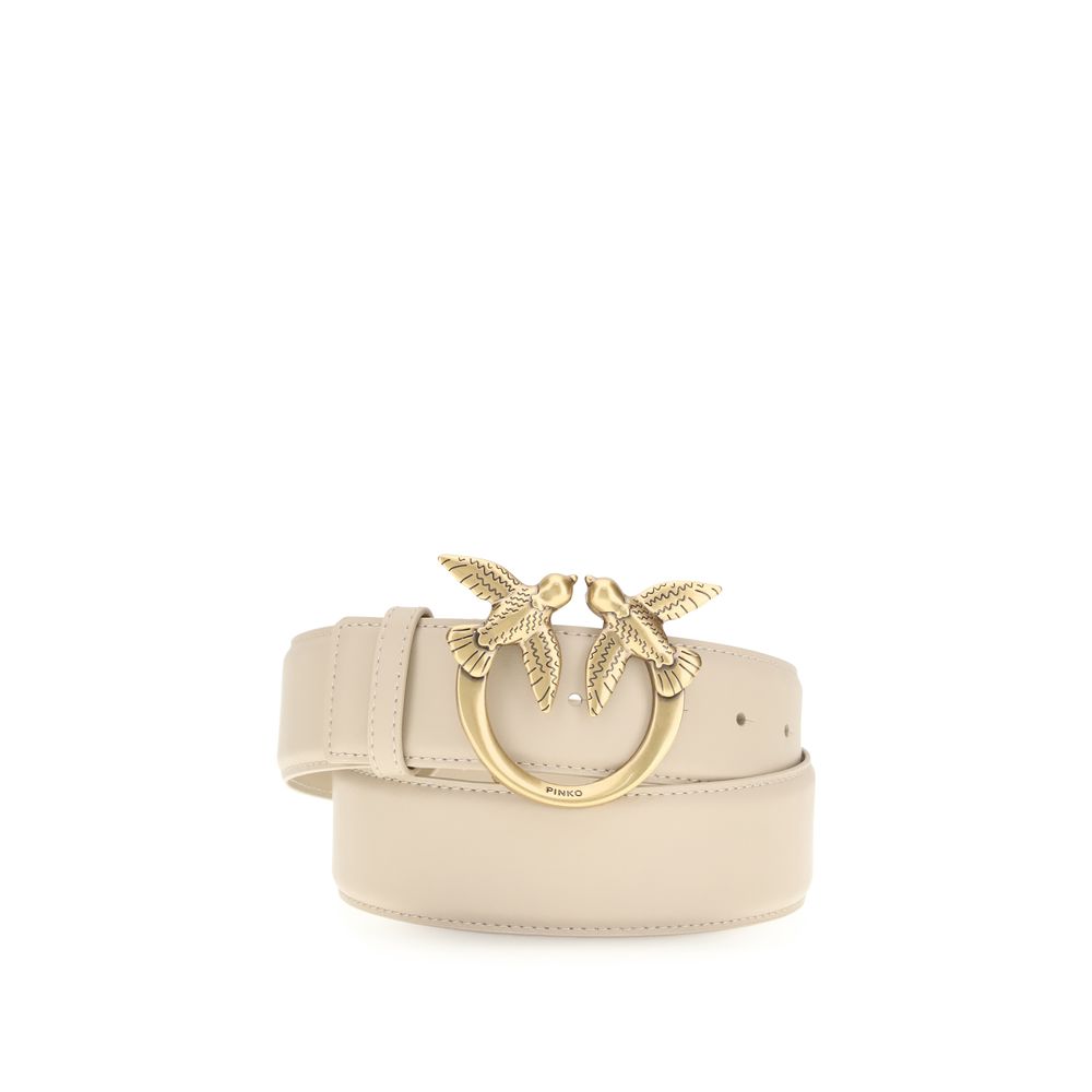 PINKO Beige Calf Leather Bos Taurus Regular Belt | Regal Royce