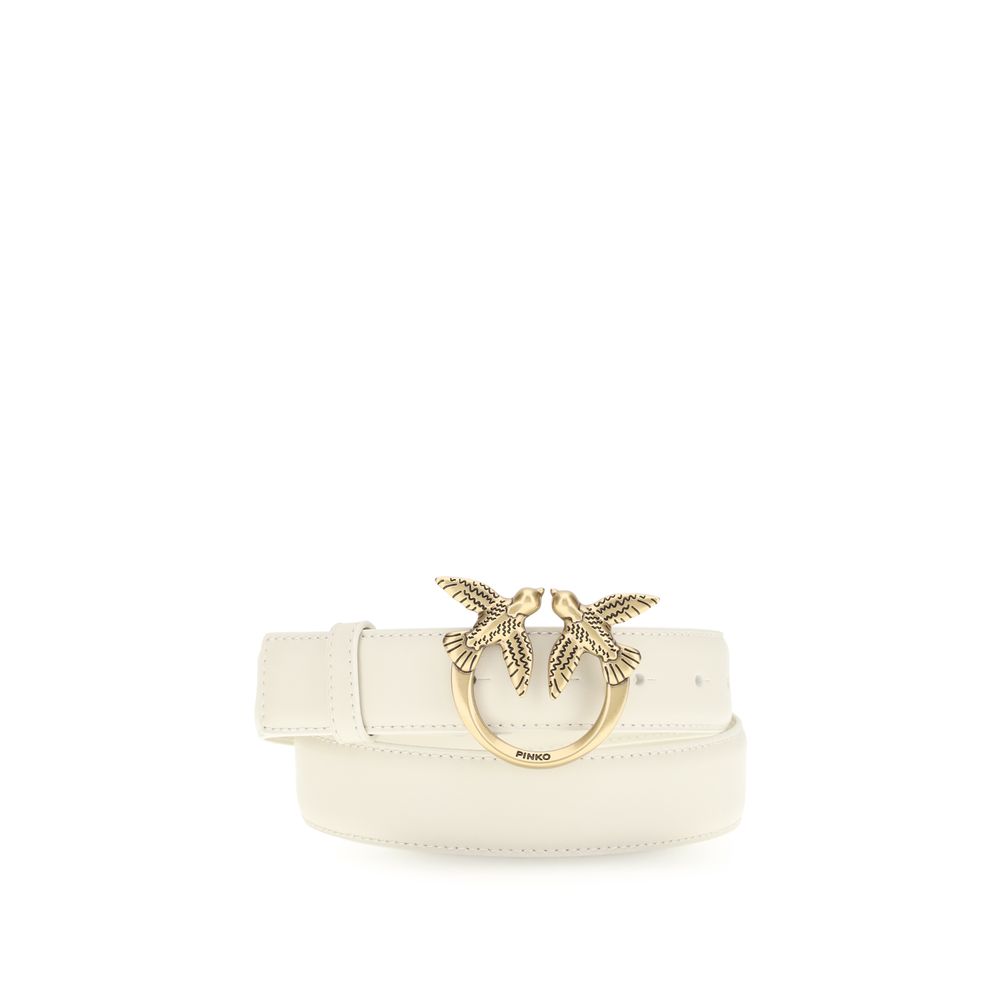 PINKO White Calf Leather Bos Taurus Regular Belt | Regal Royce