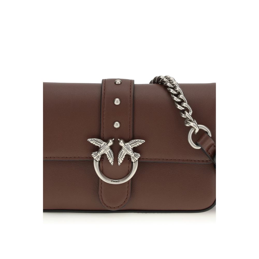 PINKO Brown Calf Leather Bos Taurus Shoulder Bag | Regal Royce
