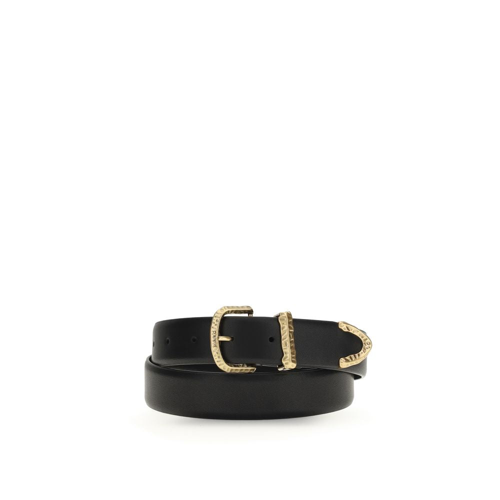 PINKO Black Calf Leather Bos Taurus Regular Belt | Regal Royce