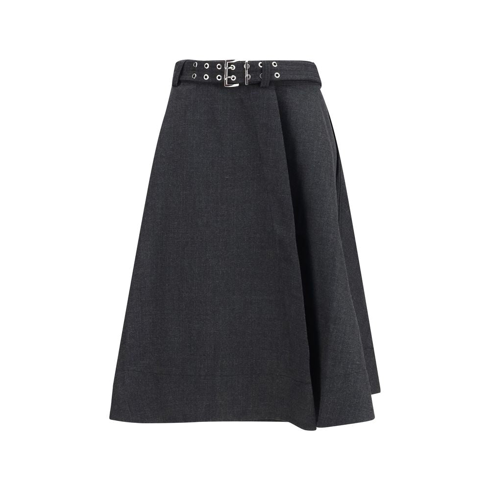 Ganni Gray Recycled Polyester Long Skirt | Regal Royce