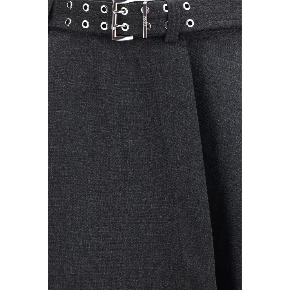Ganni Gray Recycled Polyester Long Skirt | Regal Royce