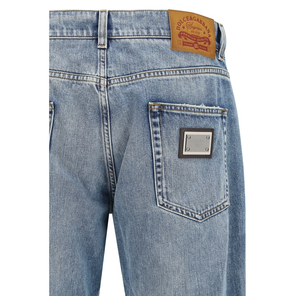 Dolce & Gabbana Blue Cotton Straight-Leg Jeans | Regal Royce