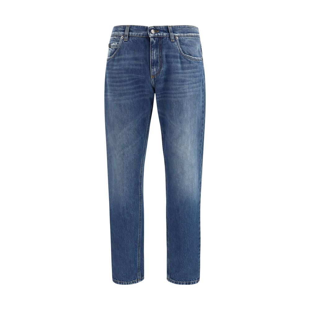 Dolce & Gabbana Blue Cotton Straight-Leg Jeans | Regal Royce