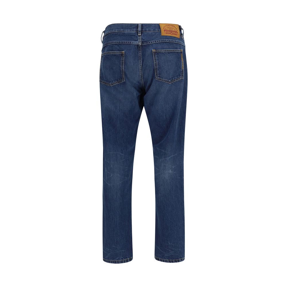 Dolce & Gabbana Blue Cotton Straight-Leg Jeans | Regal Royce