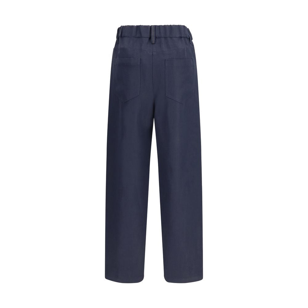 Brunello Cucinelli Blue Viscose Casual Pants | Regal Royce