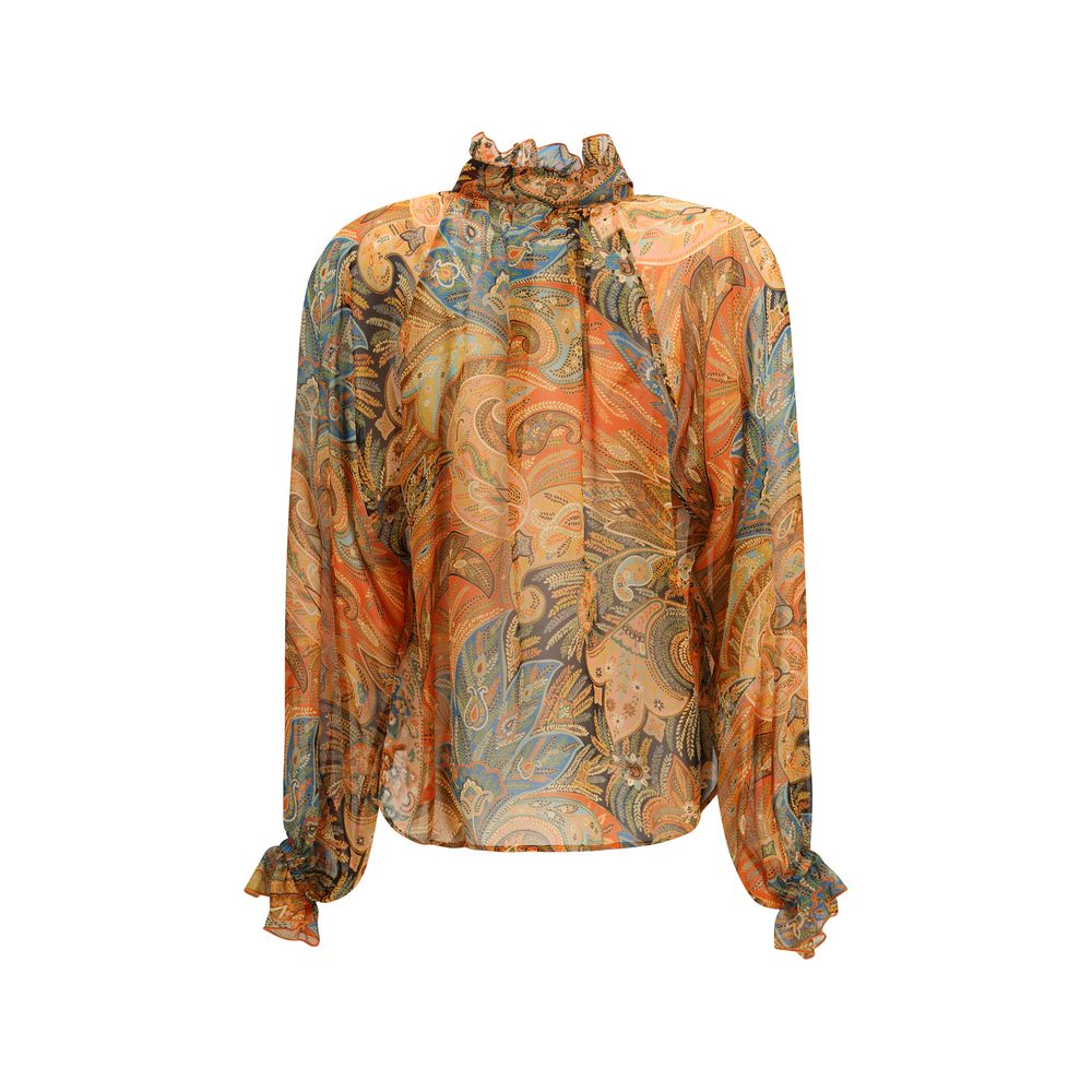Etro Orange Silk Pattern Shirt | Regal Royce