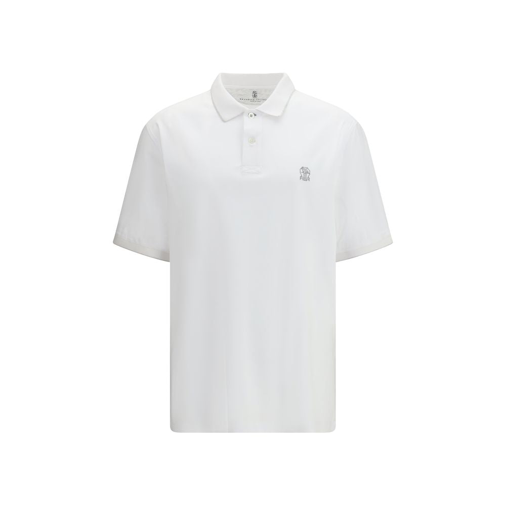 Brunello Cucinelli White Cotton Polo Shirt | Regal Royce