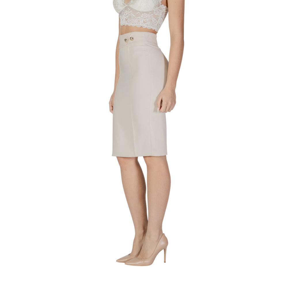 Rinascimento Beige Polyester Midi Skirt | Regal Royce
