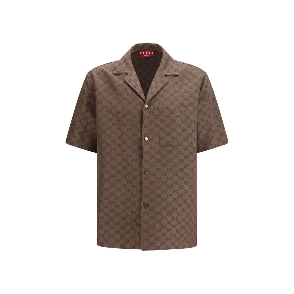 Gucci Brown Linen Shortsleeve Shirt | Regal Royce
