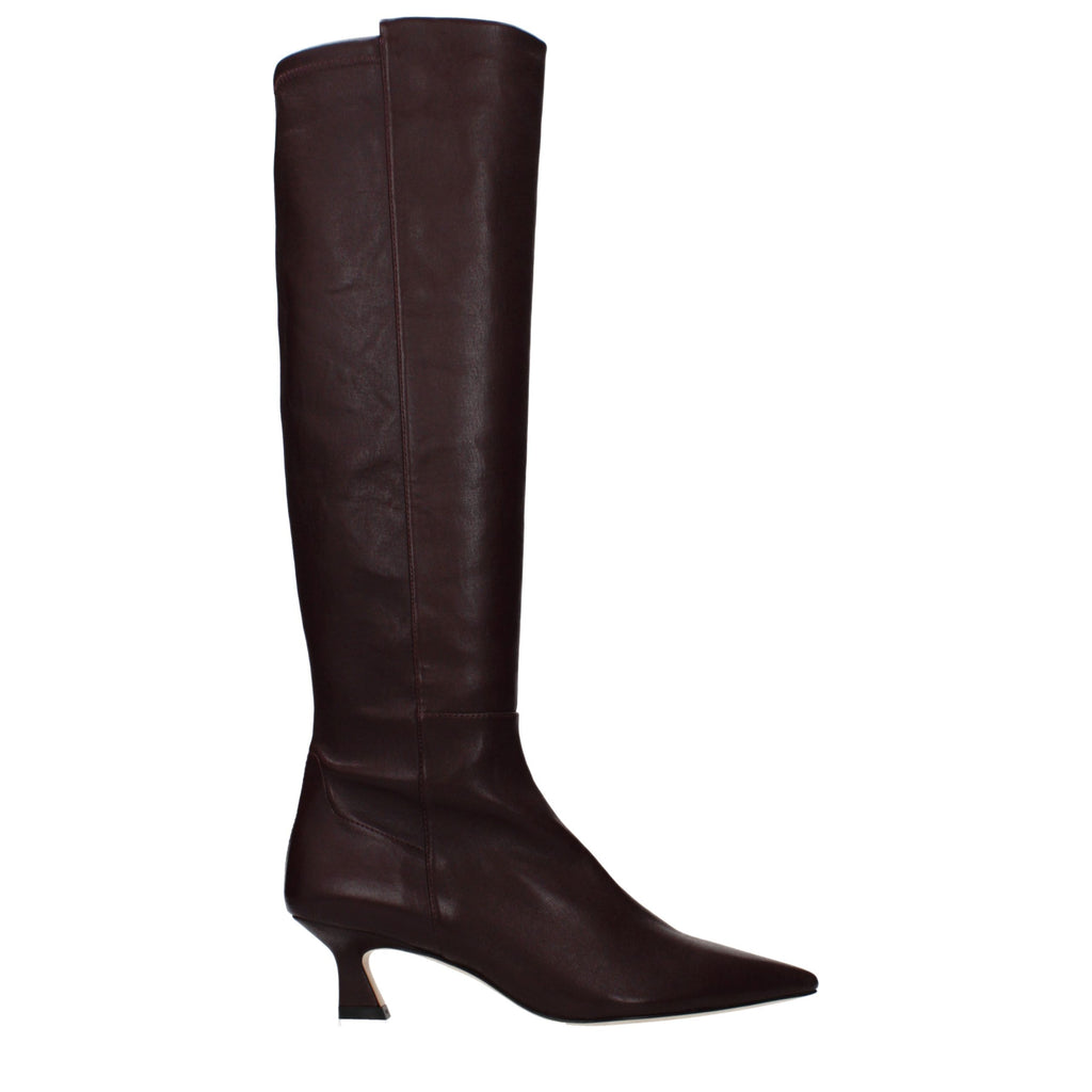 Stuart Weitzman Red Leather High Heel Boots