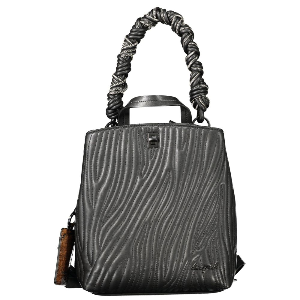 Desigual Black Polyurethane Women Mini Backpack | Regal Royce