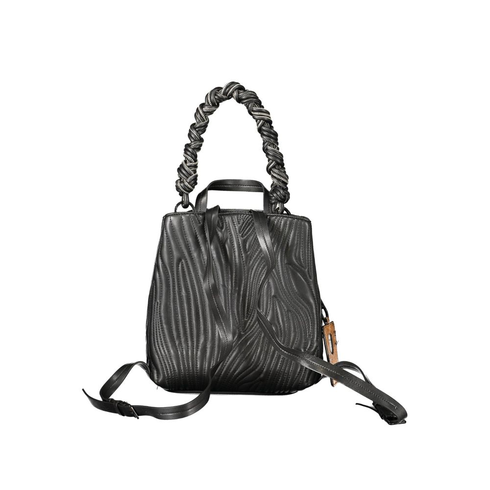 Desigual Black Polyurethane Women Mini Backpack | Regal Royce