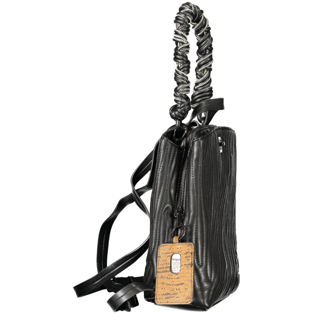 Desigual Black Polyurethane Women Mini Backpack | Regal Royce
