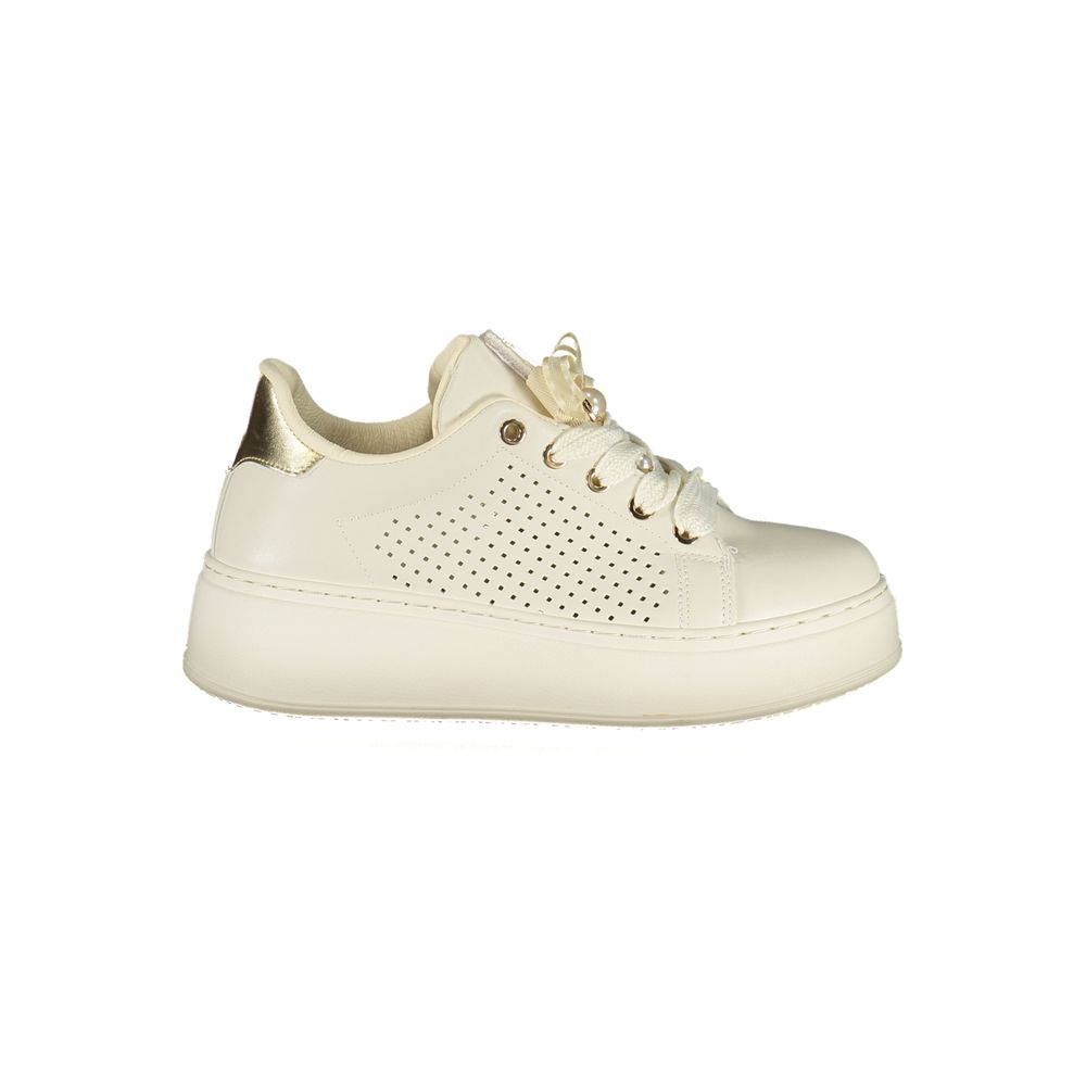 Laura Biagiotti Bianco Polyurethane Women Sneaker | Regal Royce