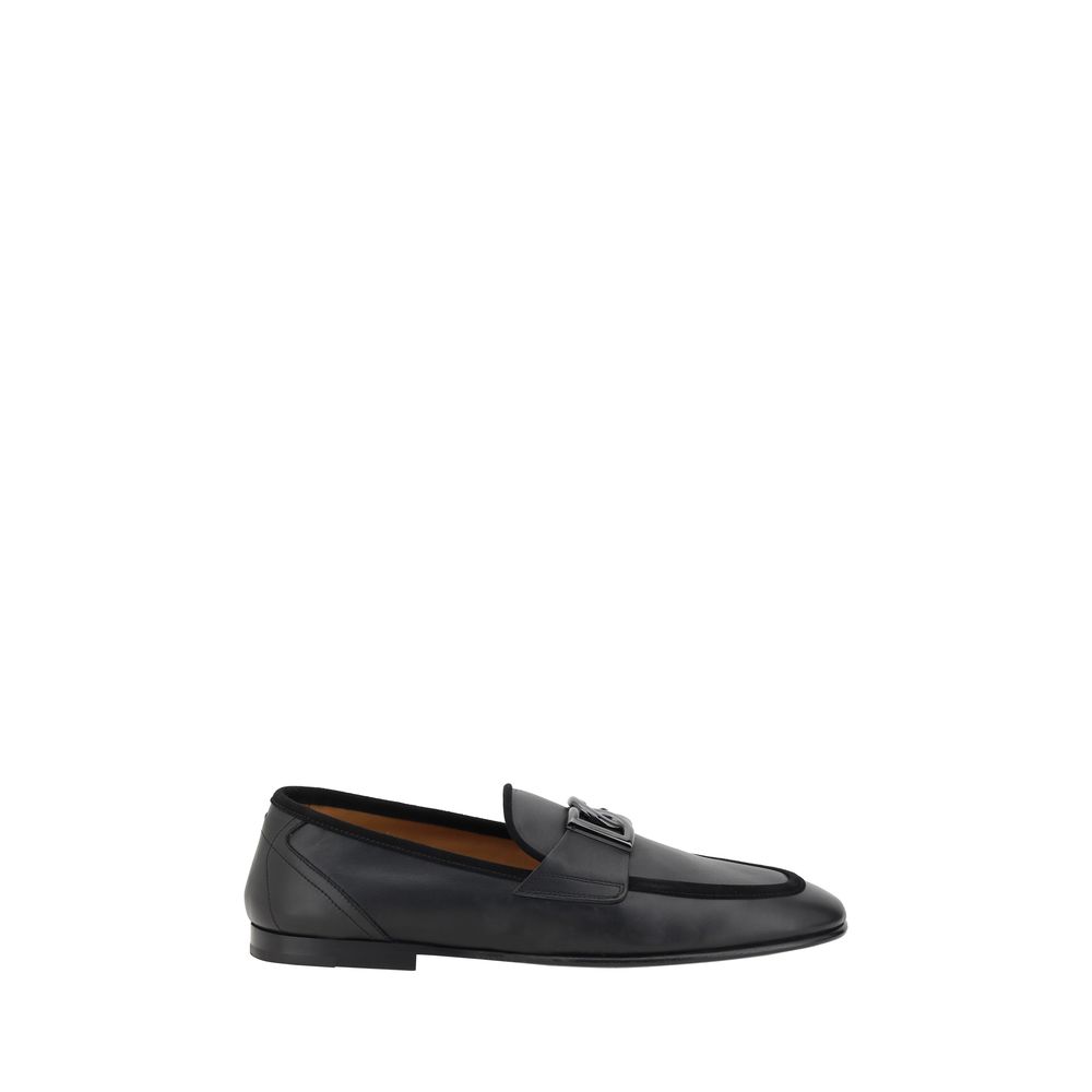 Dolce & Gabbana Black Calf Leather Bos Taurus Slip-On Loafers | Regal Royce