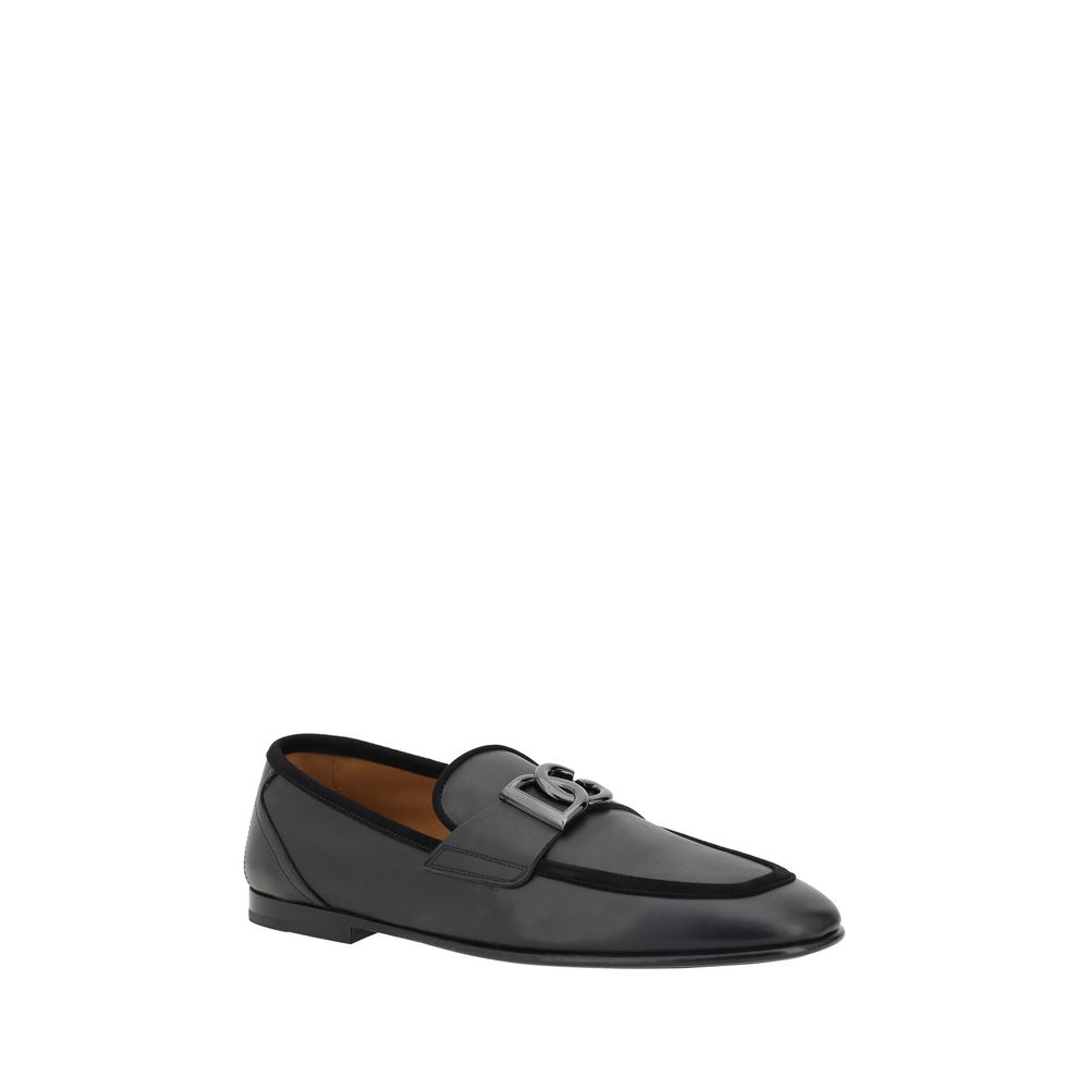 Dolce & Gabbana Black Calf Leather Bos Taurus Slip-On Loafers | Regal Royce