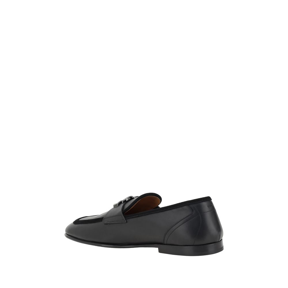 Dolce & Gabbana Black Calf Leather Bos Taurus Slip-On Loafers | Regal Royce