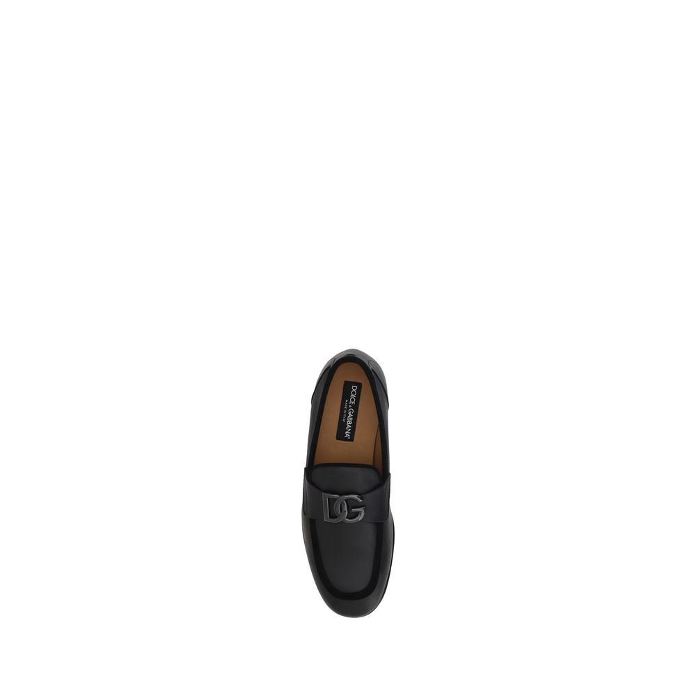 Dolce & Gabbana Black Calf Leather Bos Taurus Slip-On Loafers | Regal Royce