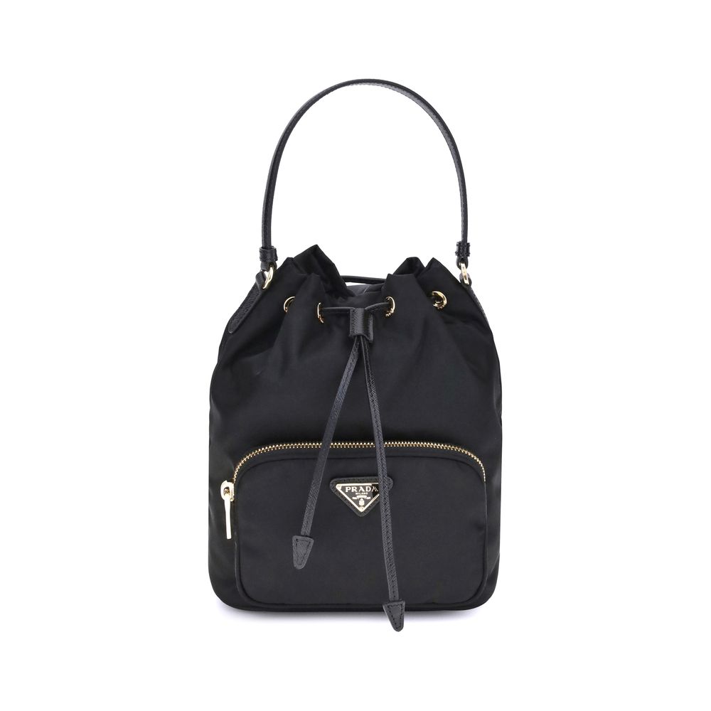 Prada Black Recycled Polyamide Backet Bag | Regal Royce