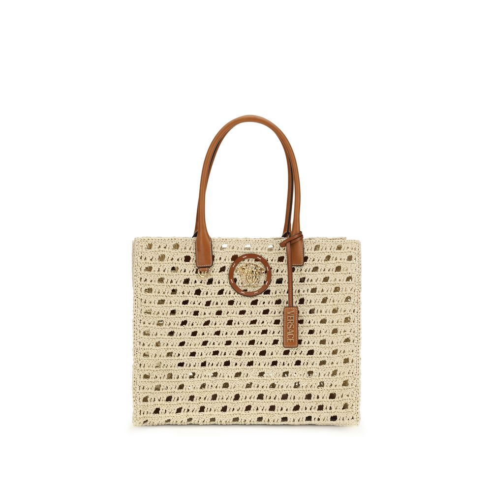 Versace Beige Cotton Shoulder Bag | Regal Royce