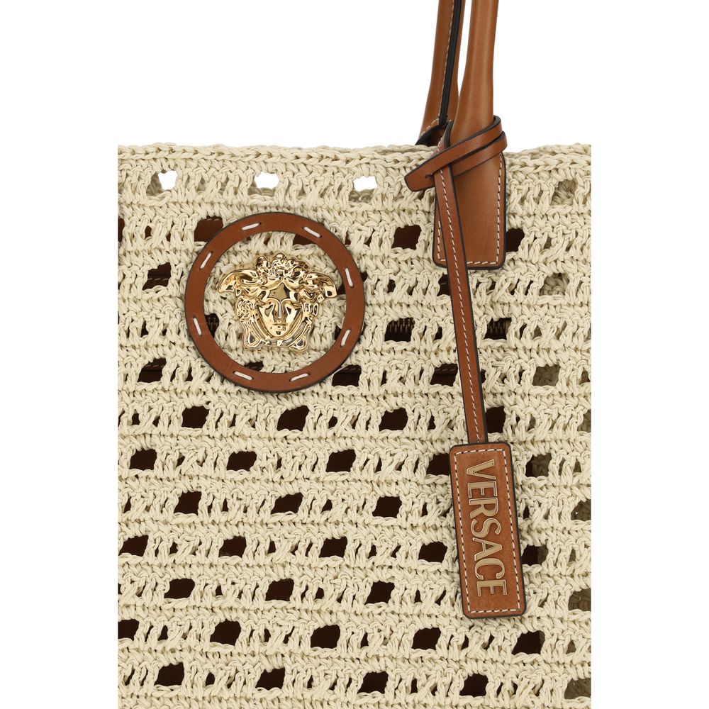 Versace Beige Cotton Shoulder Bag | Regal Royce