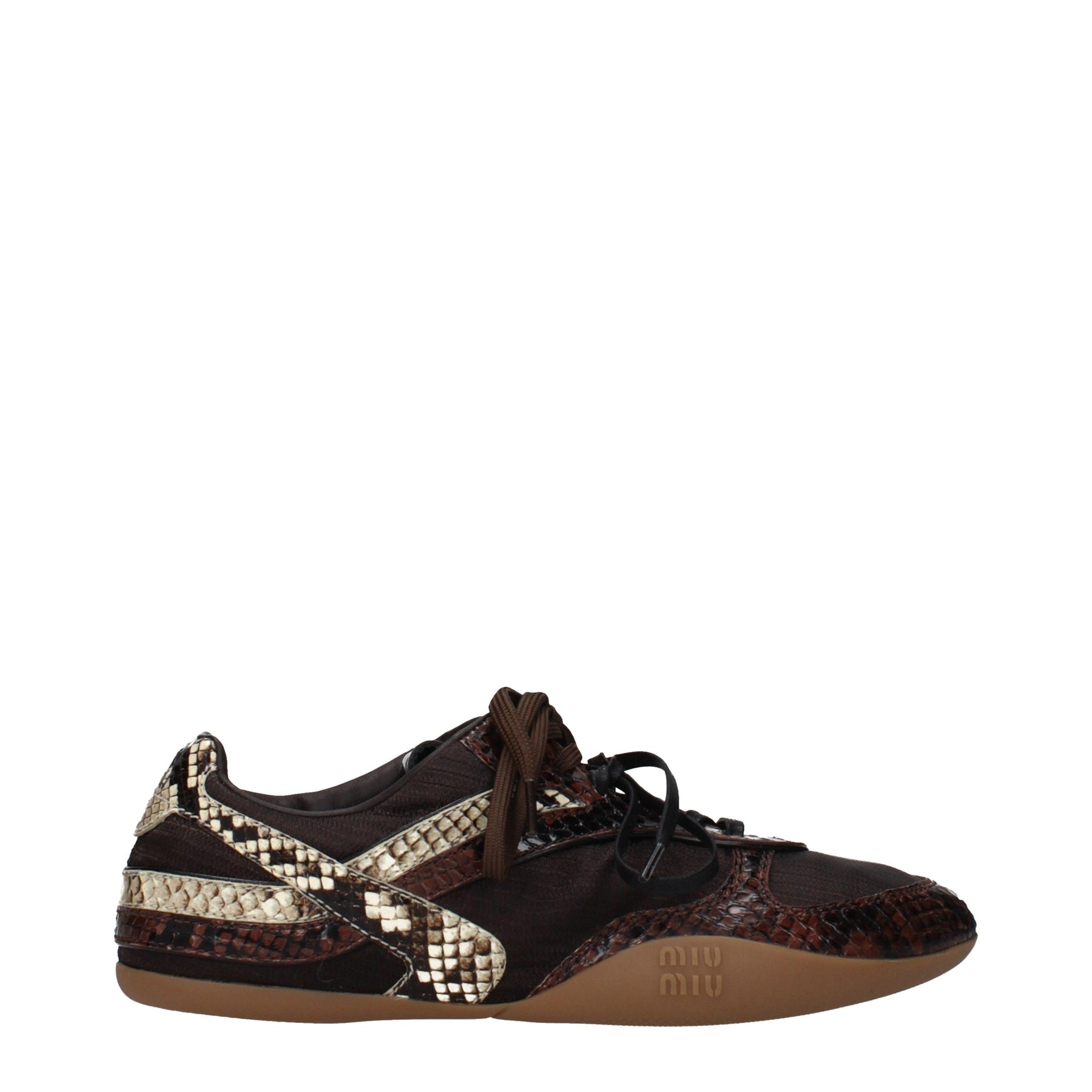 Miu Miu Brown Fabric Low Top Sneakers | Regal Royce