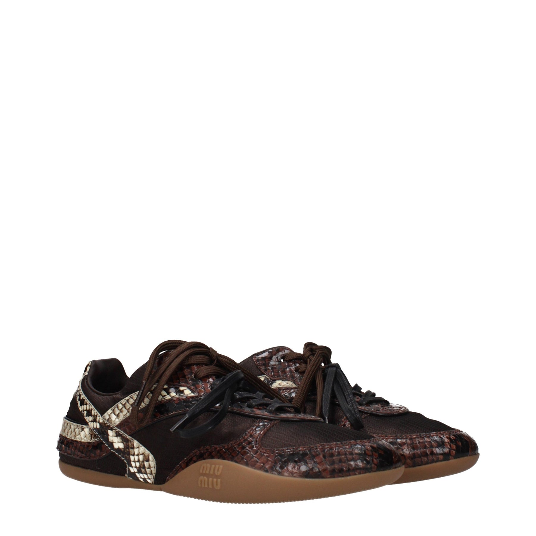 Miu Miu Brown Fabric Low Top Sneakers | Regal Royce