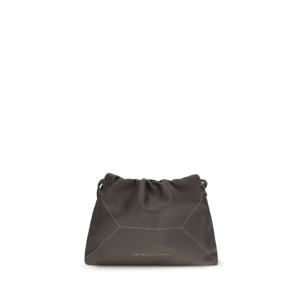 Brunello Cucinelli Brown Calf Leather Bos Taurus Shoulder Bag | Regal Royce
