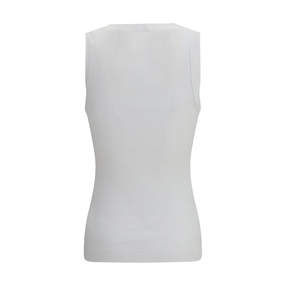 Brunello Cucinelli White Cotton Sleeveles T-Shirt | Regal Royce