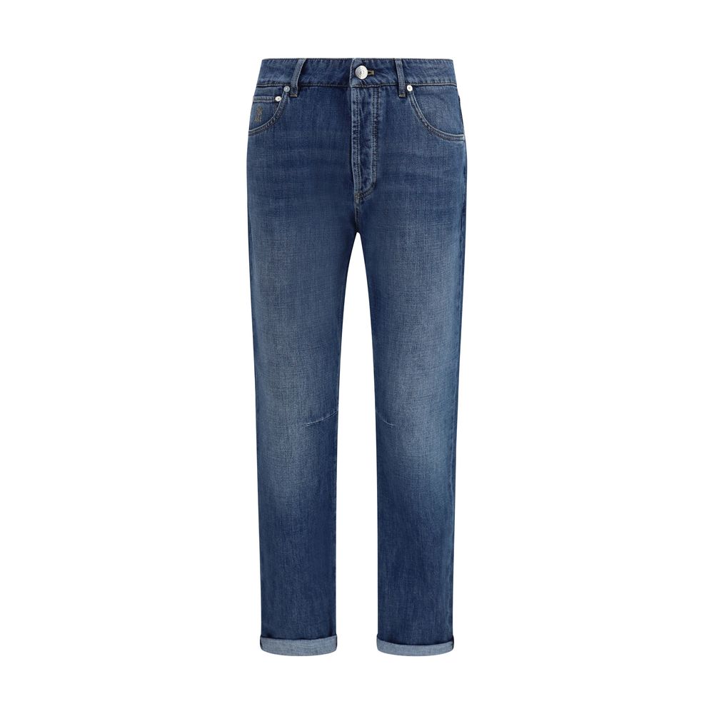 Brunello Cucinelli Blue Cotton Straight-Leg Jeans | Regal Royce