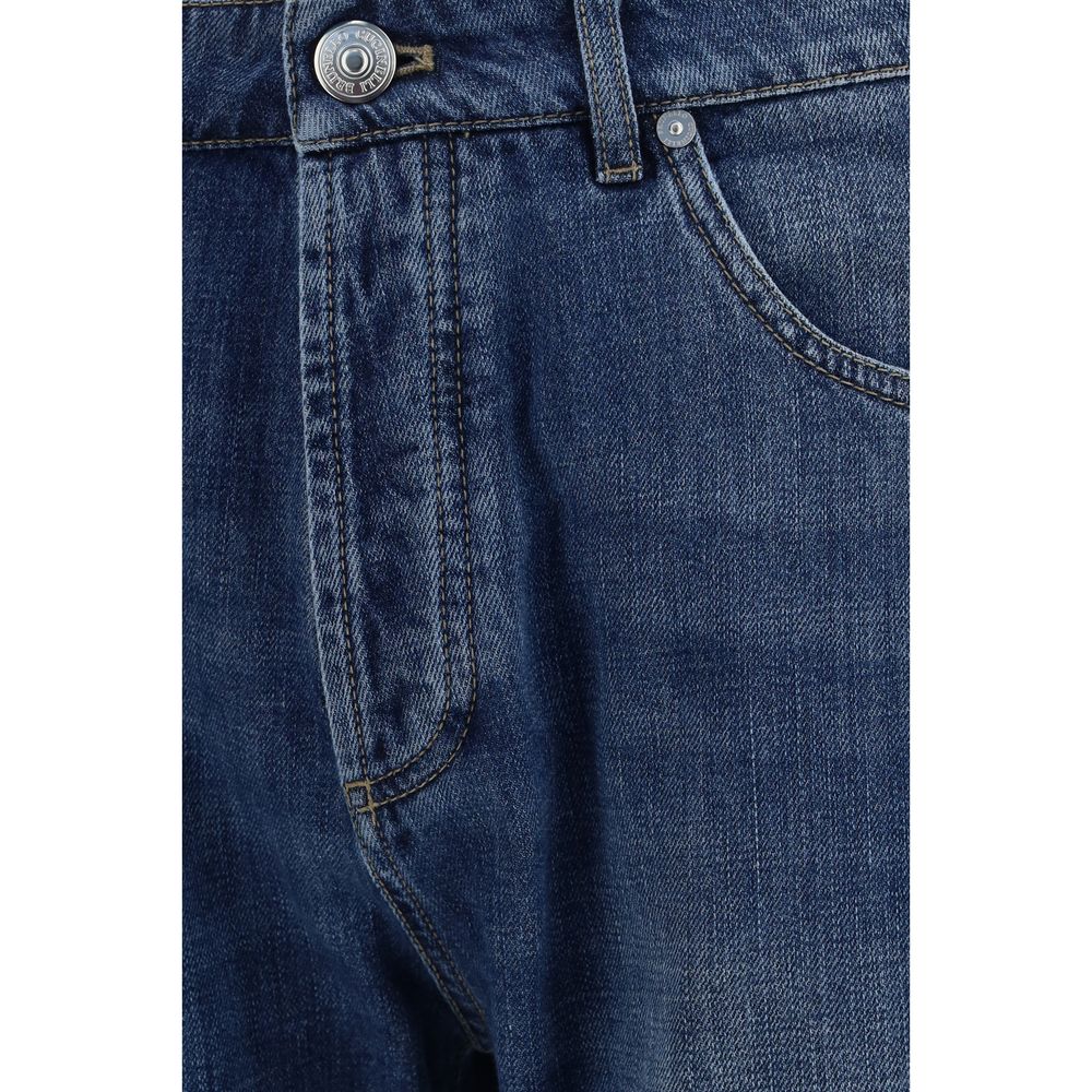 Brunello Cucinelli Blue Cotton Straight-Leg Jeans | Regal Royce