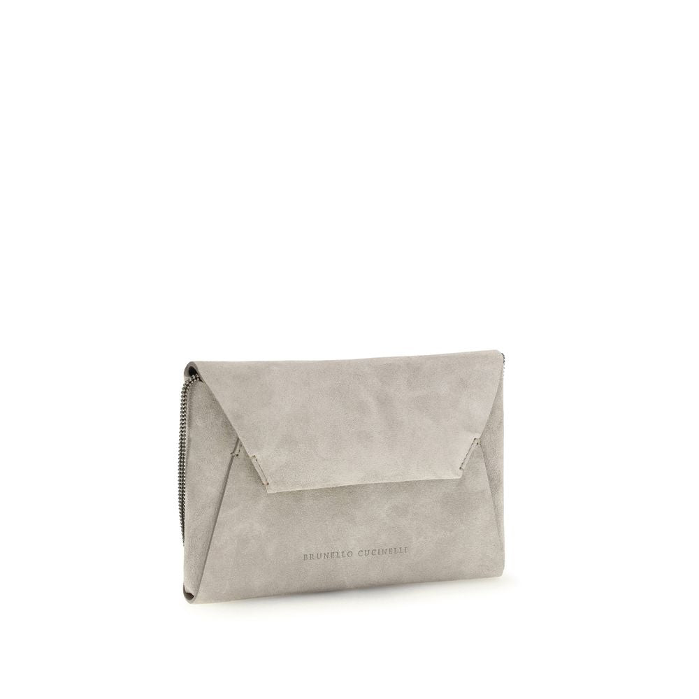 Brunello Cucinelli Gray Calf Leather Bos Taurus Shoulder Bag | Regal Royce