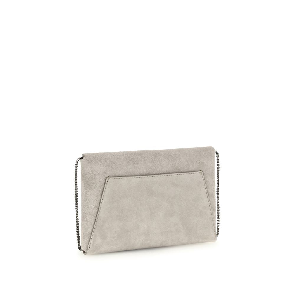 Brunello Cucinelli Gray Calf Leather Bos Taurus Shoulder Bag | Regal Royce