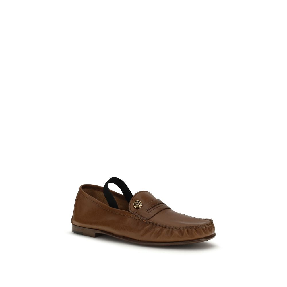 Versace Brown Lamb Ovis Aries Aries Slip-On Loafers | Regal Royce