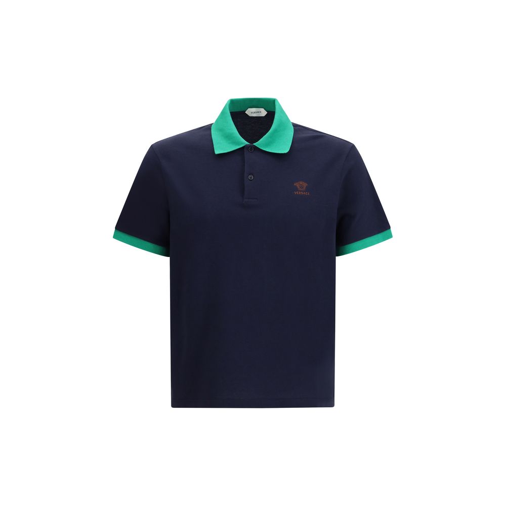 Versace Blue Cotton Polo Shirt | Regal Royce