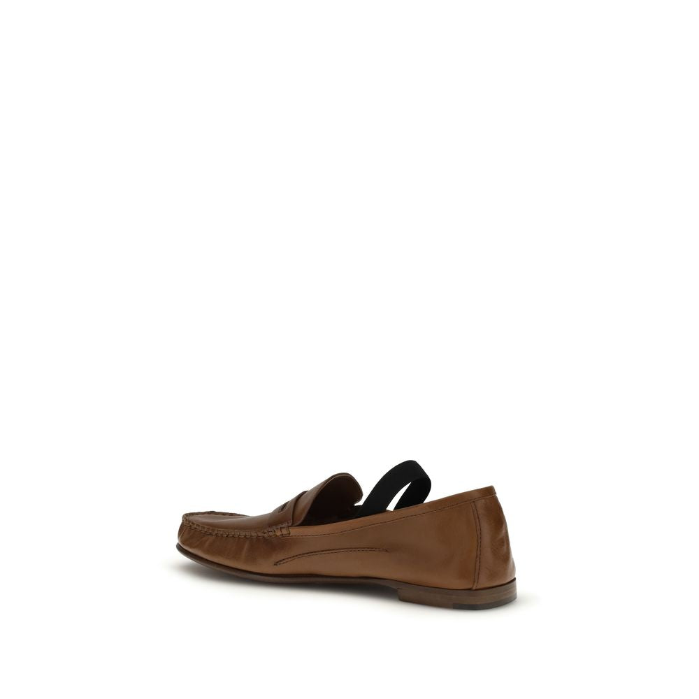 Versace Brown Lamb Ovis Aries Aries Slip-On Loafers | Regal Royce