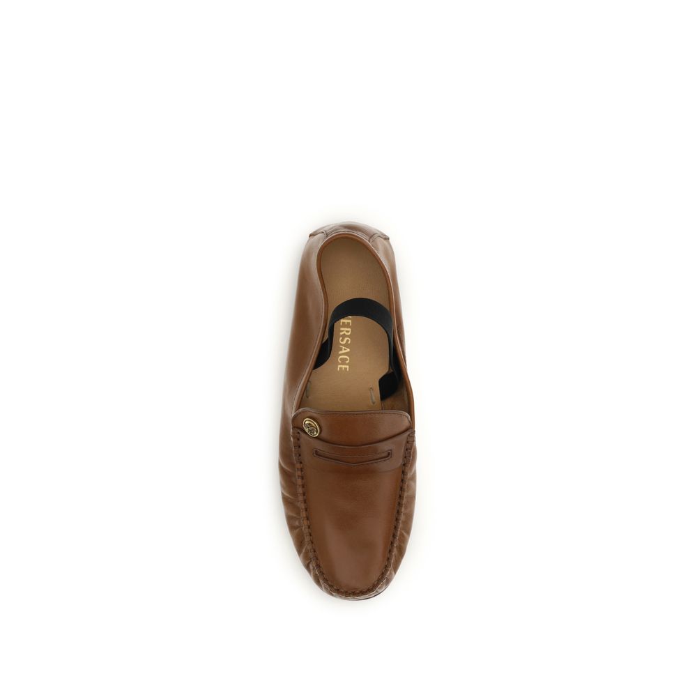 Versace Brown Lamb Ovis Aries Aries Slip-On Loafers | Regal Royce