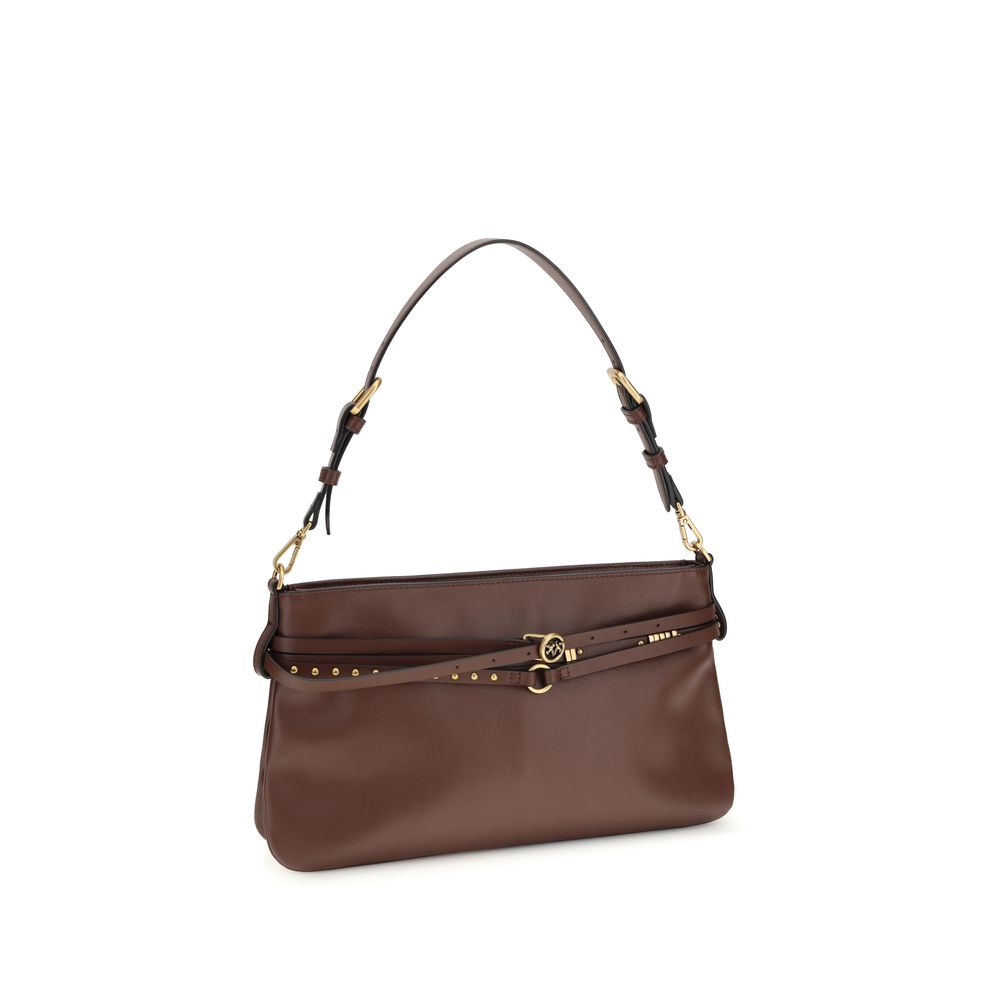 PINKO Brown Calf Leather Bos Taurus Shoulder Bag | Regal Royce