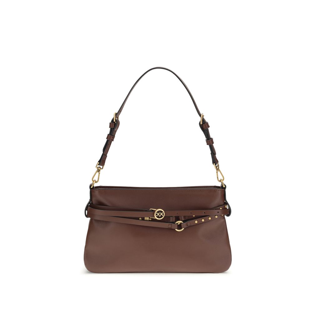 PINKO Brown Calf Leather Bos Taurus Shoulder Bag | Regal Royce