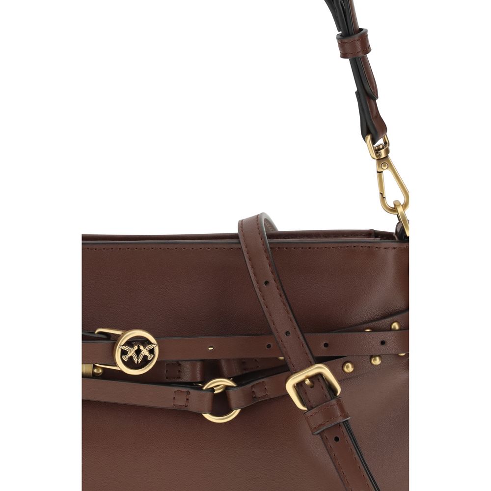 PINKO Brown Calf Leather Bos Taurus Shoulder Bag | Regal Royce