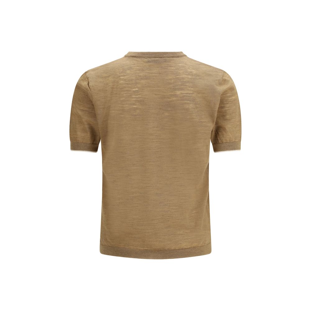 Brooksfield Beige Linen Shortsleeve Shirt | Regal Royce